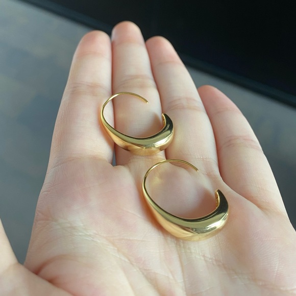 Vermeil gold hoop earrings 18k gold plated sterling silver - Picture 6 of 11